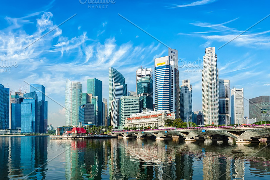 Singapore Skyline Over Marina Bay High Quality Architecture Stock Photos Creative Market