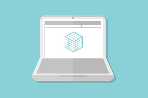 Download 3D Printing Icon Laptop with 3D Cube | Pre-Designed ...