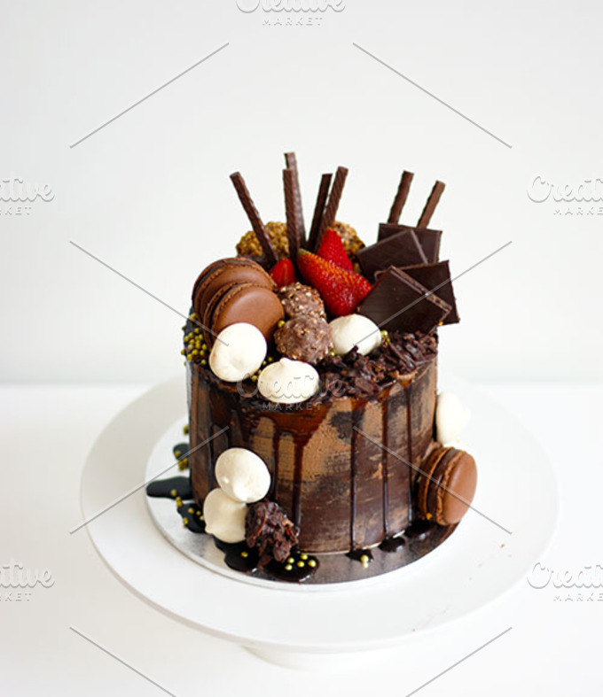 Chocolate Drip Cake Featuring Cake Drip Cake And Naked Cake Food Images ~ Creative Market