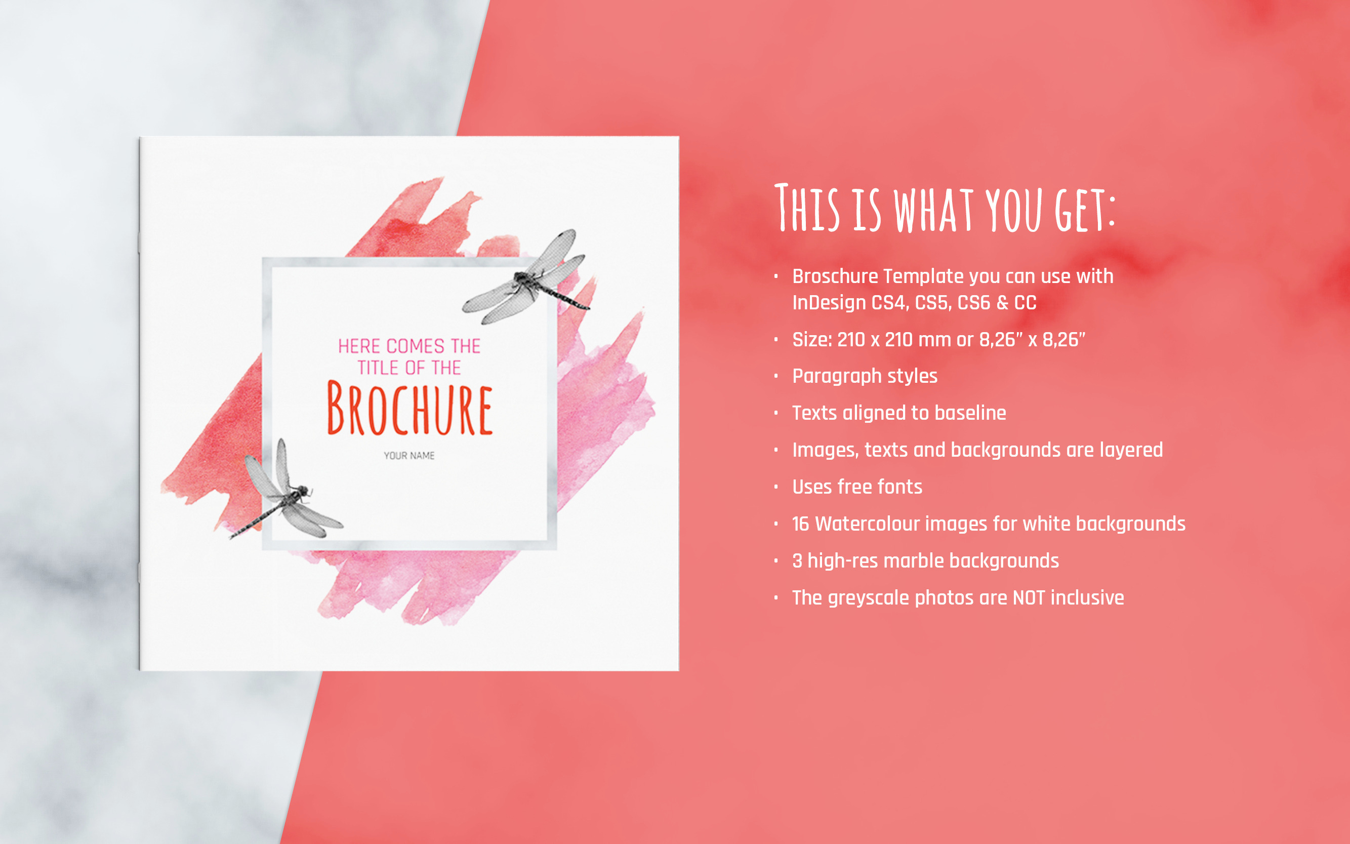 Watercolor Marble Broschure Template Creative Indesign Templates Creative Market