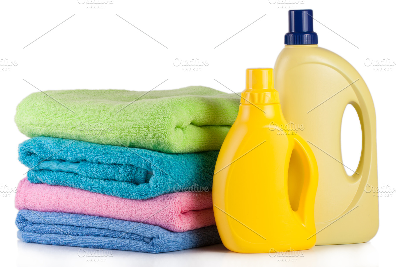 bottle laundry detergent and conditioner with towels ...