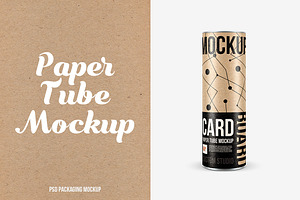 Download Kraft Box with Paper Tube Mockup | Creative Photoshop Templates ~ Creative Market