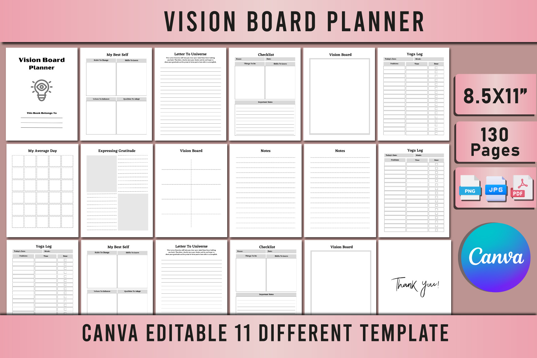 Editable Vision Board Planner KDP | Creative Market