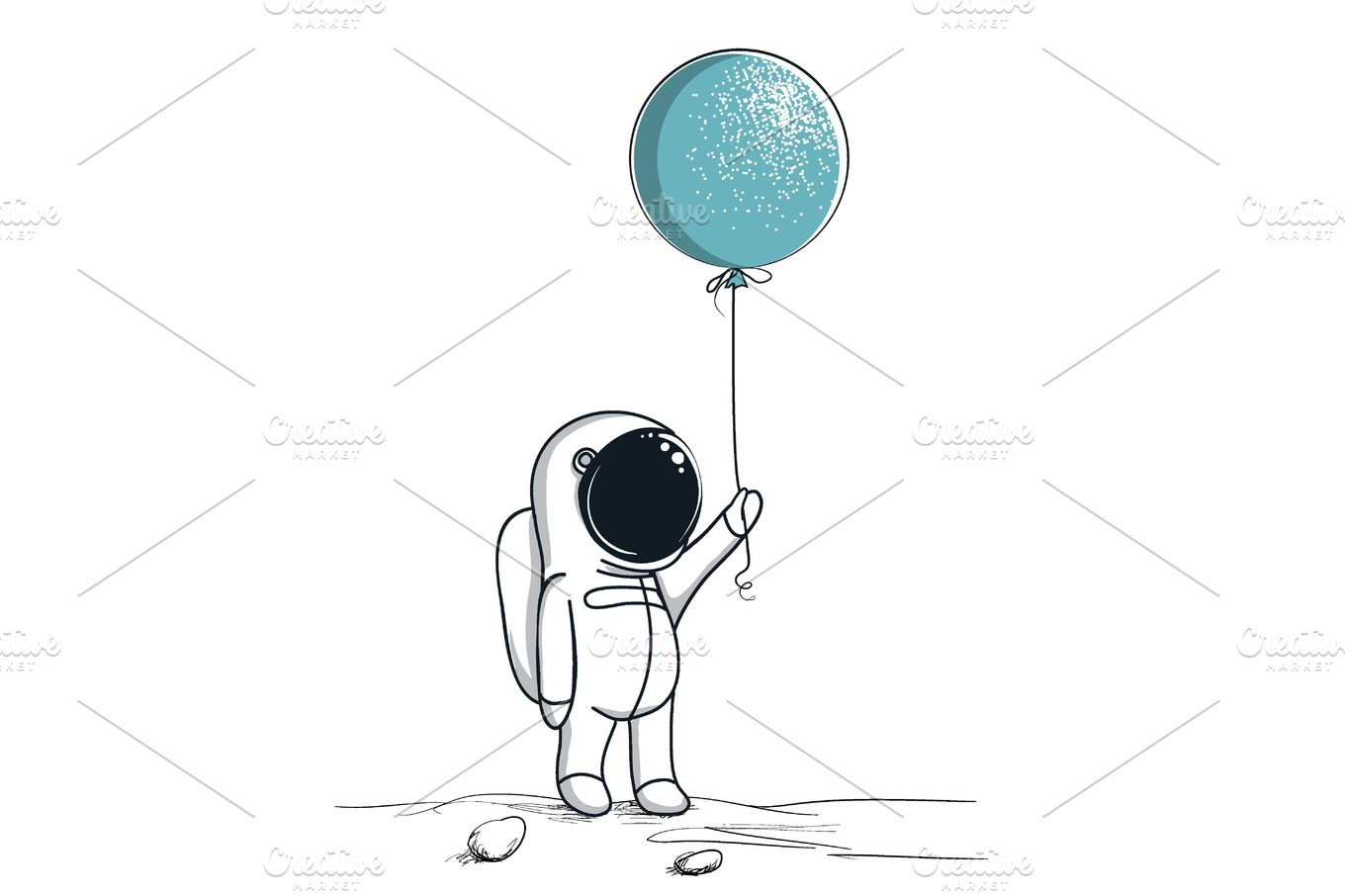 Space walk astronaut on the moon | Pre-Designed Illustrator Graphics ...