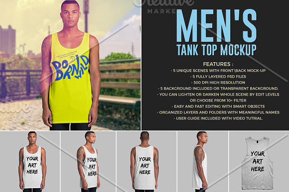 Download Men S Tank Top Mockup Creative Photoshop Templates Creative Market