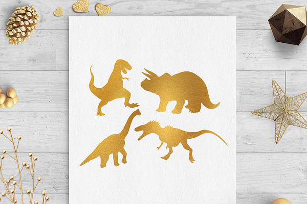 Download Dinosaur Gold Foil Clip Art Svg Png Pre Designed Illustrator Graphics Creative Market Yellowimages Mockups