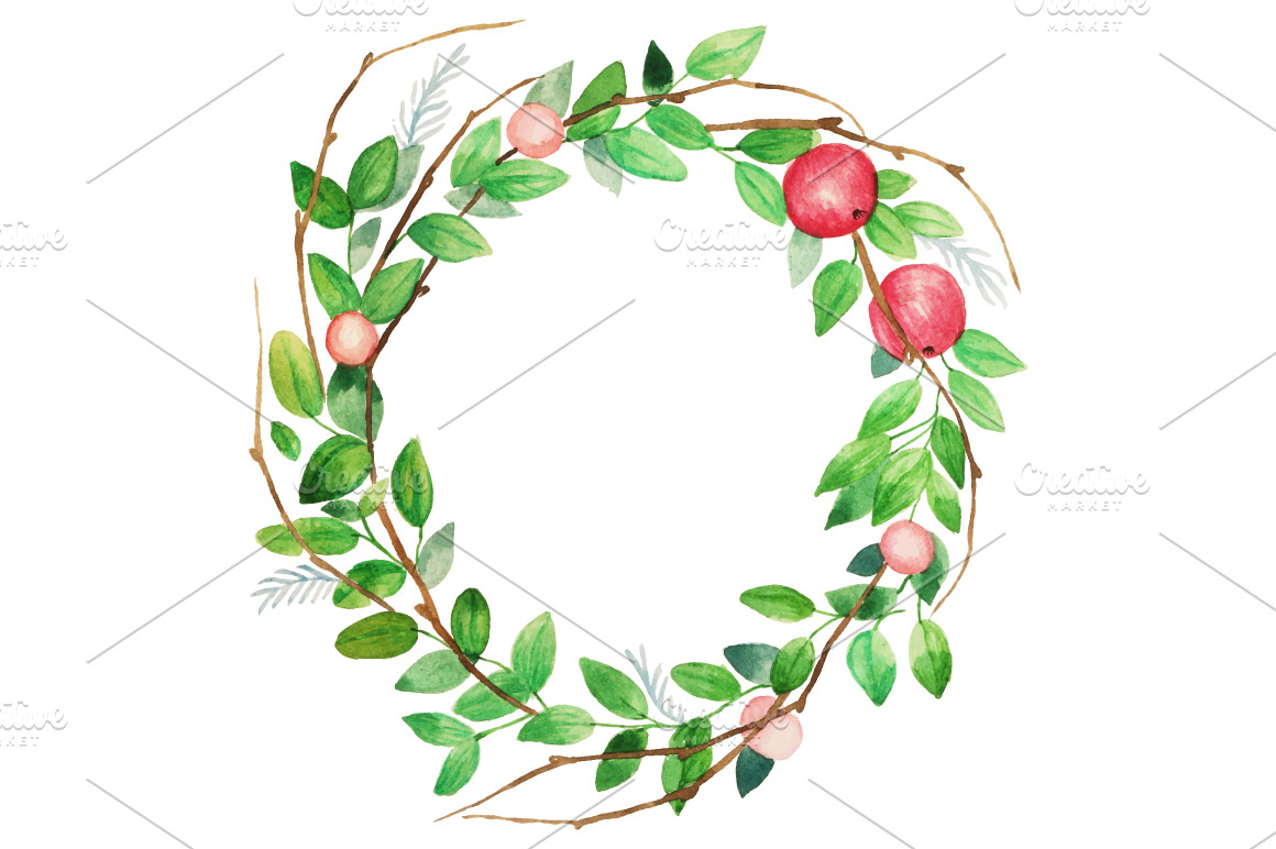 Apple wreath Illustrations Creative Market