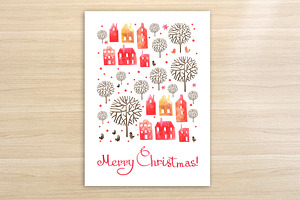 Watercolor Merry Christmas card | Custom-Designed Illustrations ~ Creative Market