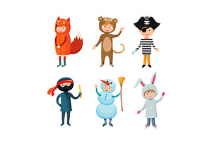 Costumed kids | Pre-Designed Illustrator Graphics ~ Creative Market