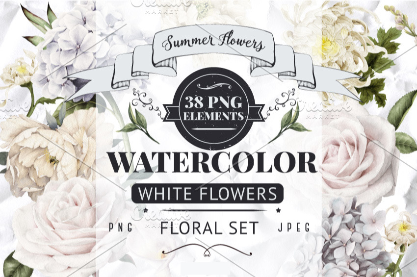 White flowers | Pre-Designed Photoshop Graphics ~ Creative Market