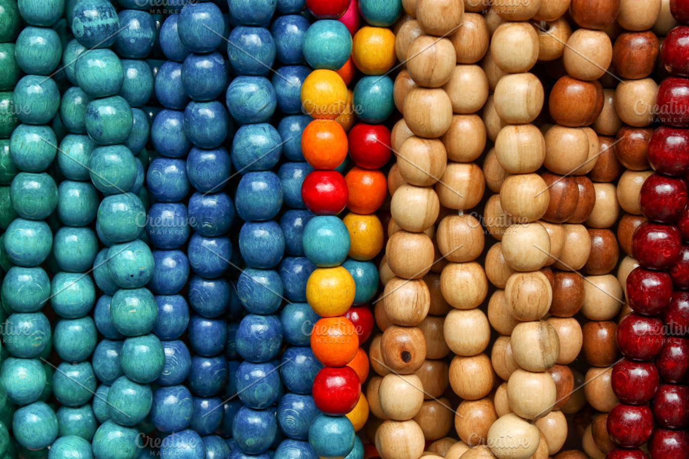 Colorful wooden beads Beauty & Fashion Stock Photos Creative Market