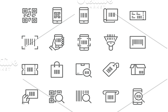 Line QR Code Icons | Outline Icons ~ Creative Market