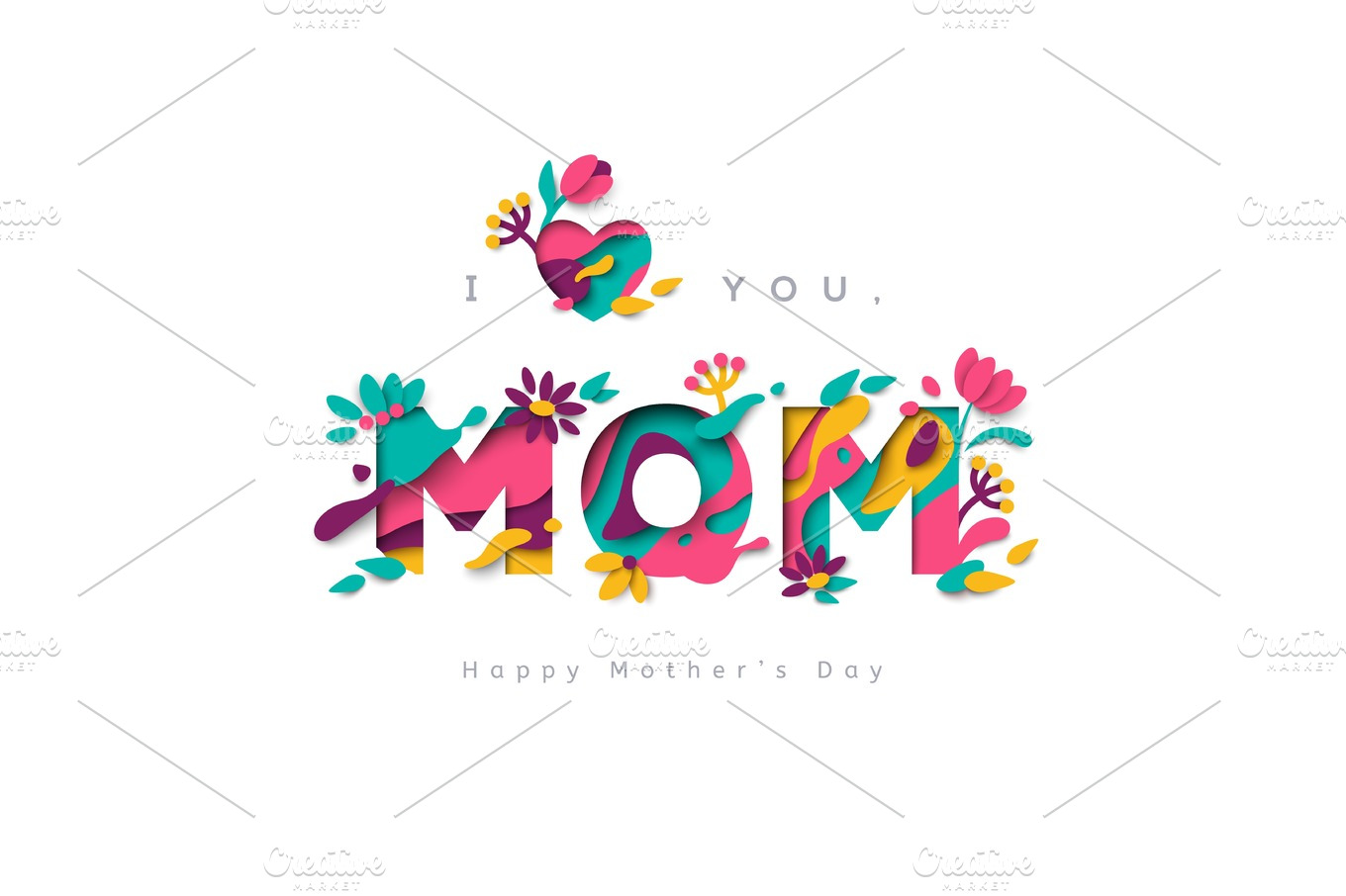 I Love You Mom Greeting Card Illustrator Graphics ~ Creative Market