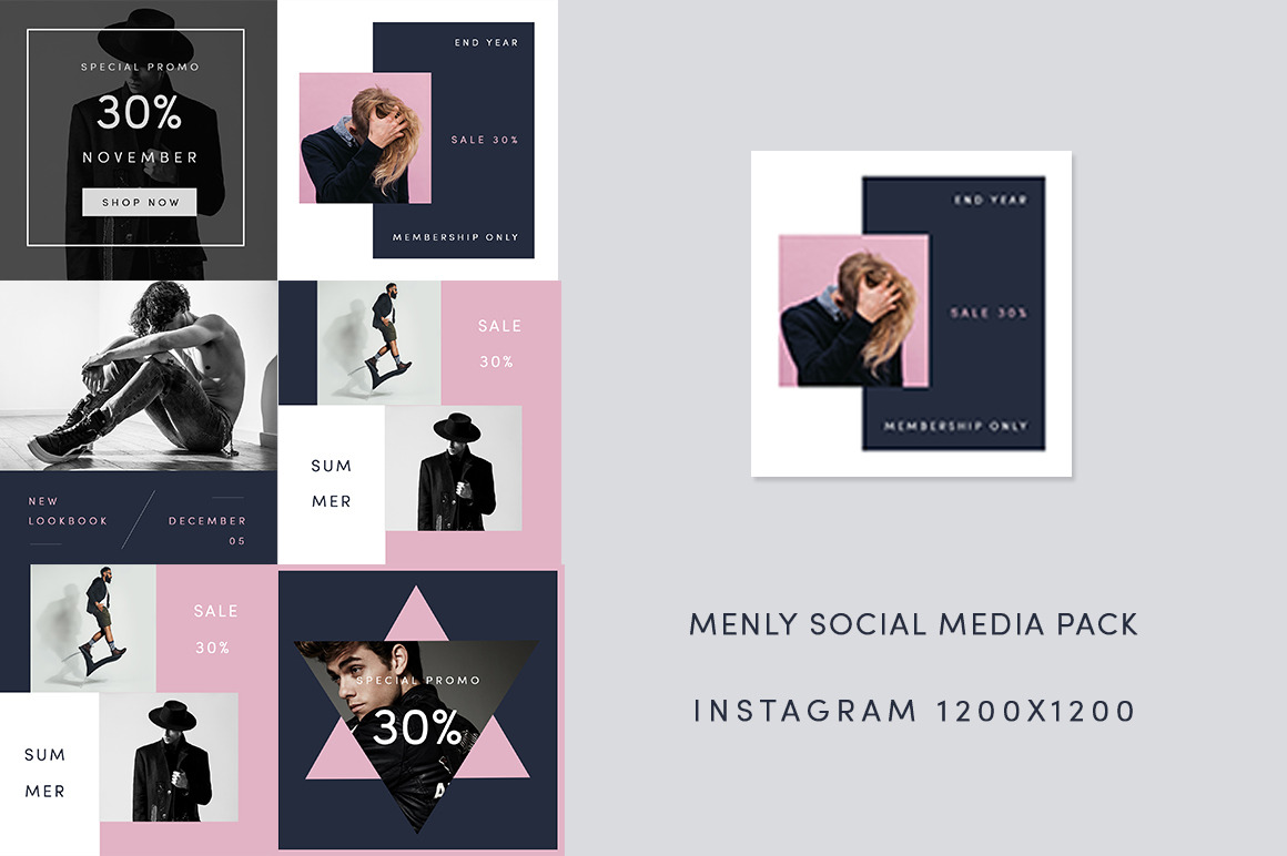 Menly Social Media Pack | Templates & Themes ~ Creative Market