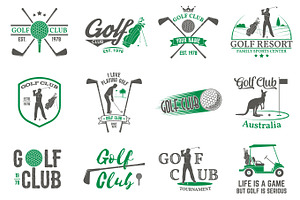 Golf club logo. Round linear logo. | Pre-Designed Illustrator Graphics ...