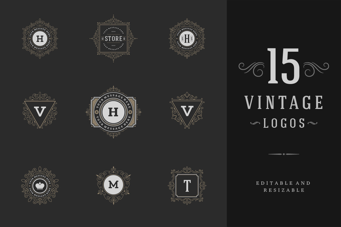 15 ornaments logos & monograms | Illustrator Templates ~ Creative Market