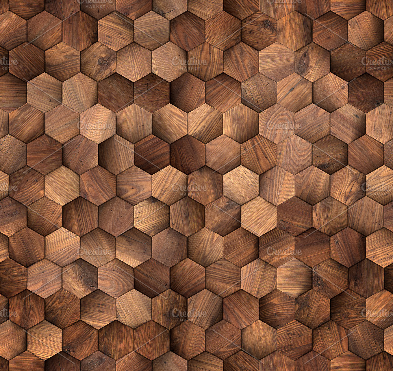 Hexagons wood wall seamless texture stock photo containing background