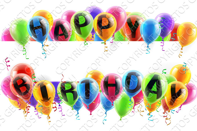 Happy Birthday Balloons Banner | Pre-Designed Illustrator Graphics ...