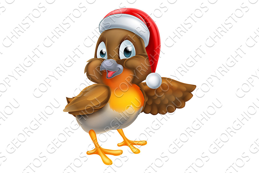 Download Cartoon Christmas Robin Bird Pre Designed Illustrator Graphics Creative Market PSD Mockup Templates