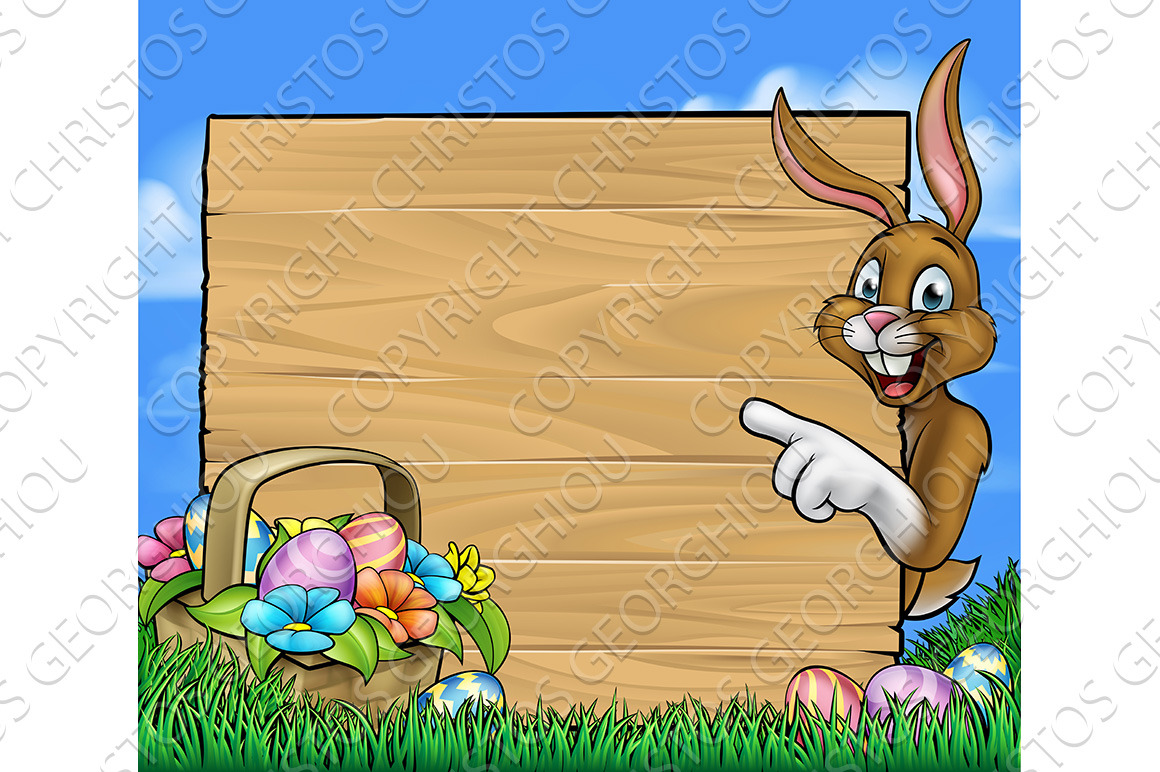 Easter Bunny Sign Background | Illustrator Graphics ~ Creative Market