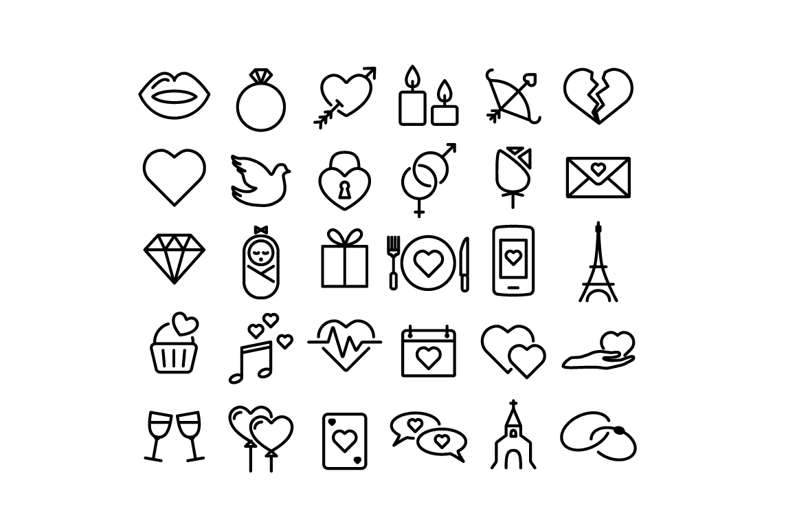 LOVE - vector line icons | Illustrator Graphics ~ Creative Market