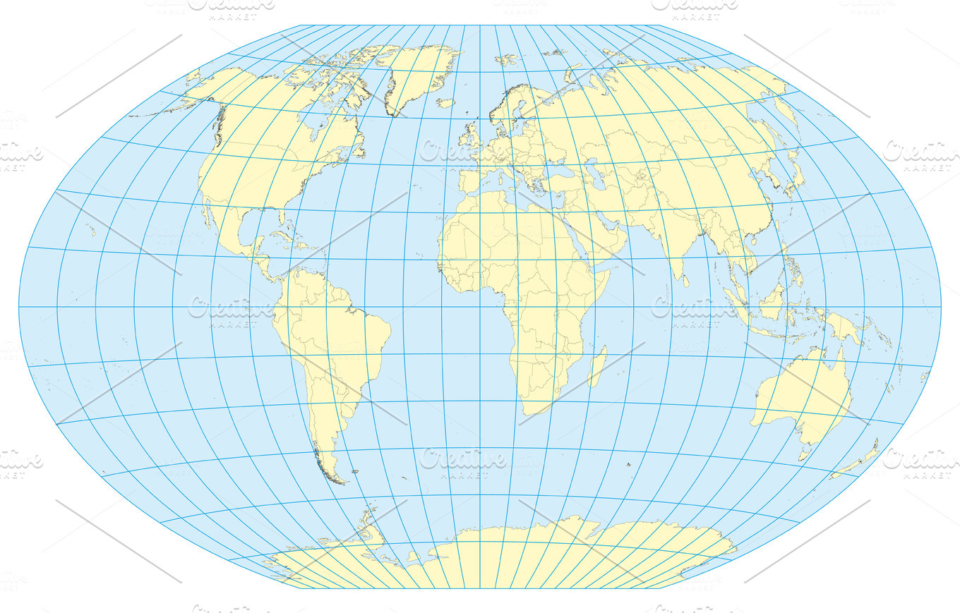 Map of the world winkel Tripel | Custom-Designed Illustrations ...