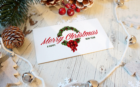 Download Christmas New Year Card Mockup Creative Photoshop Templates Creative Market