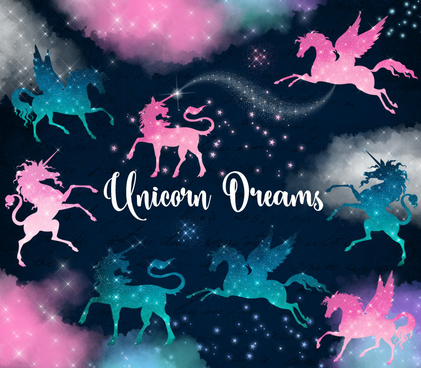 Unicorn Dreams Clipart PreDesigned Graphics Creative Market