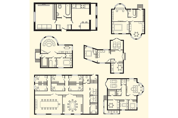 Modern Office Architectural Plan Interior Furniture And Construction Design Drawing Project Pre Designed Illustrator Graphics Creative Market