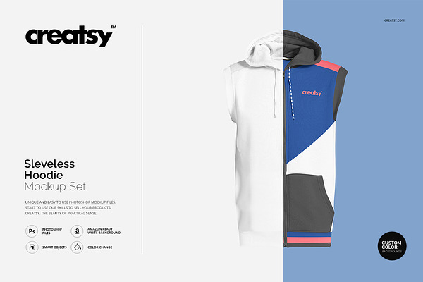 Download Sleeveless Hoodie Mockup Set Creative Photoshop Templates Creative Market PSD Mockup Templates