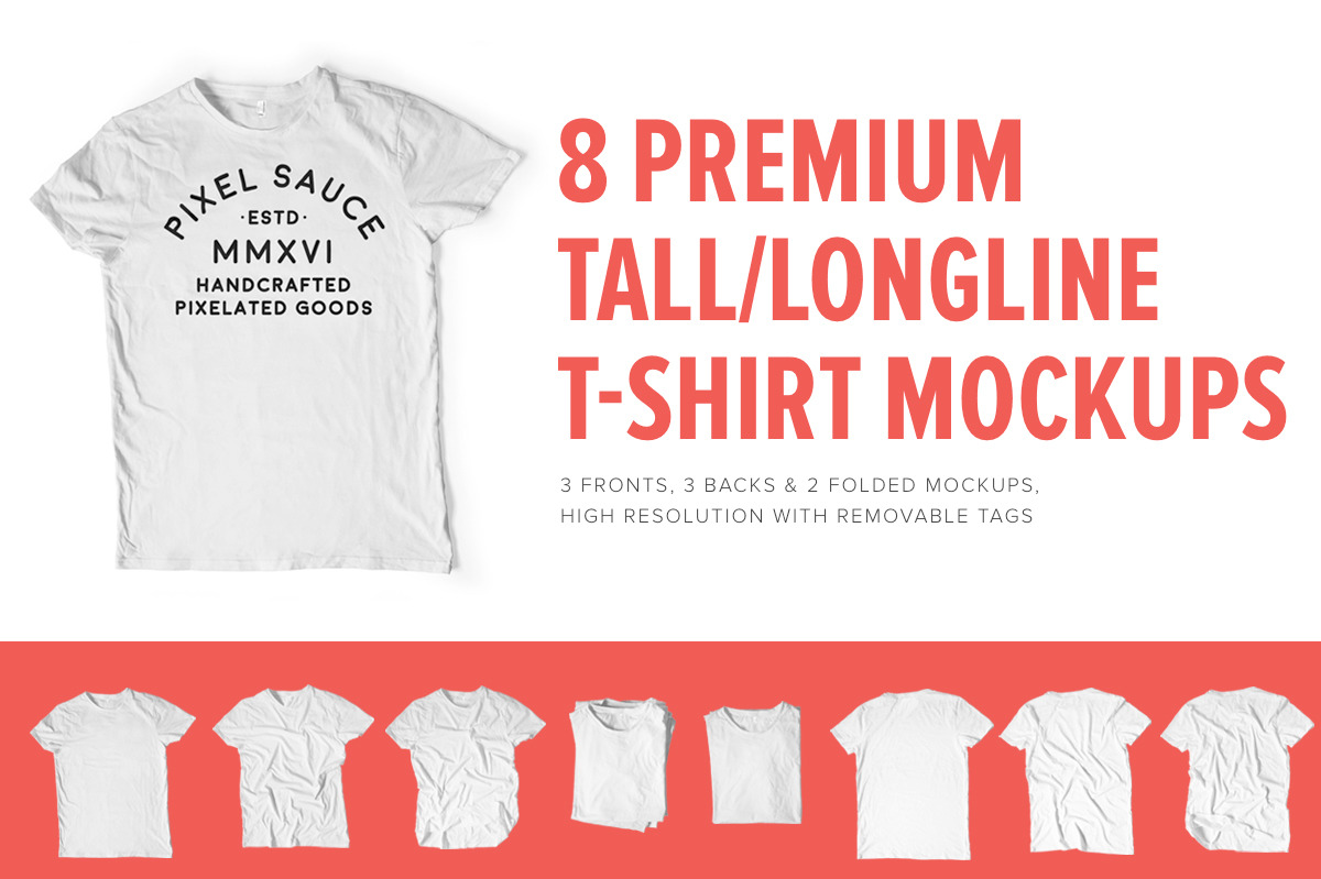 Premium Tall/Longline T-Shirt Mocks | Shirt Mockups ~ Creative Market