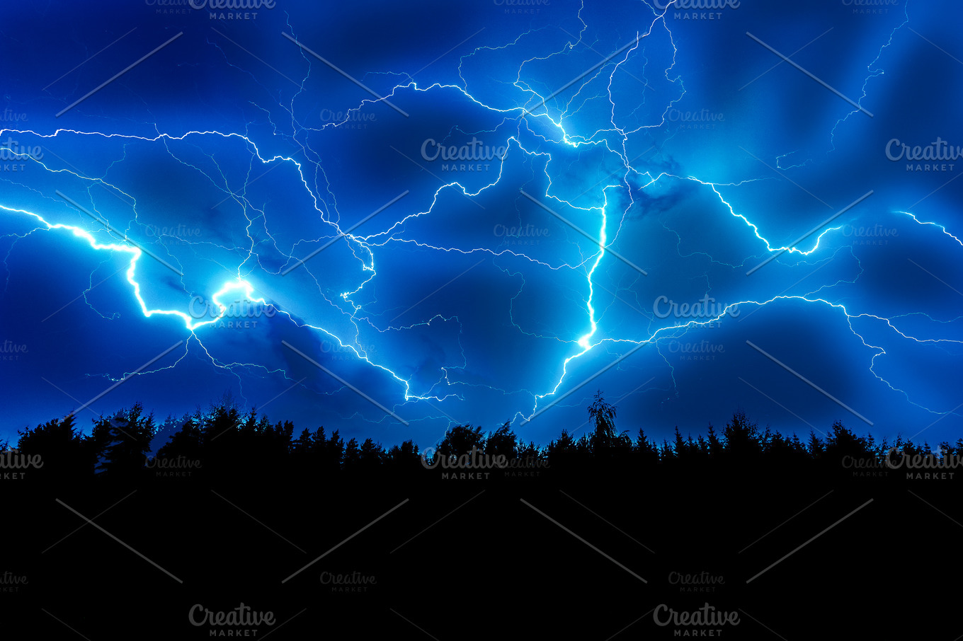 Lightning Strike On A Dark Blue Sky High Quality Nature Stock Photos Creative Market