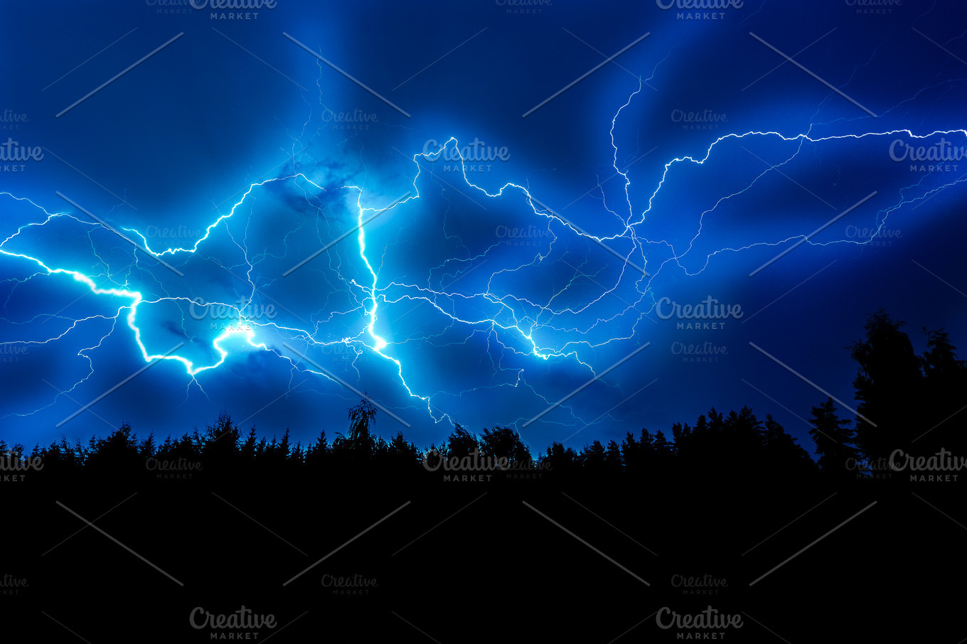 Lightning Strike On A Dark Blue Sky High Quality Nature Stock Photos Creative Market