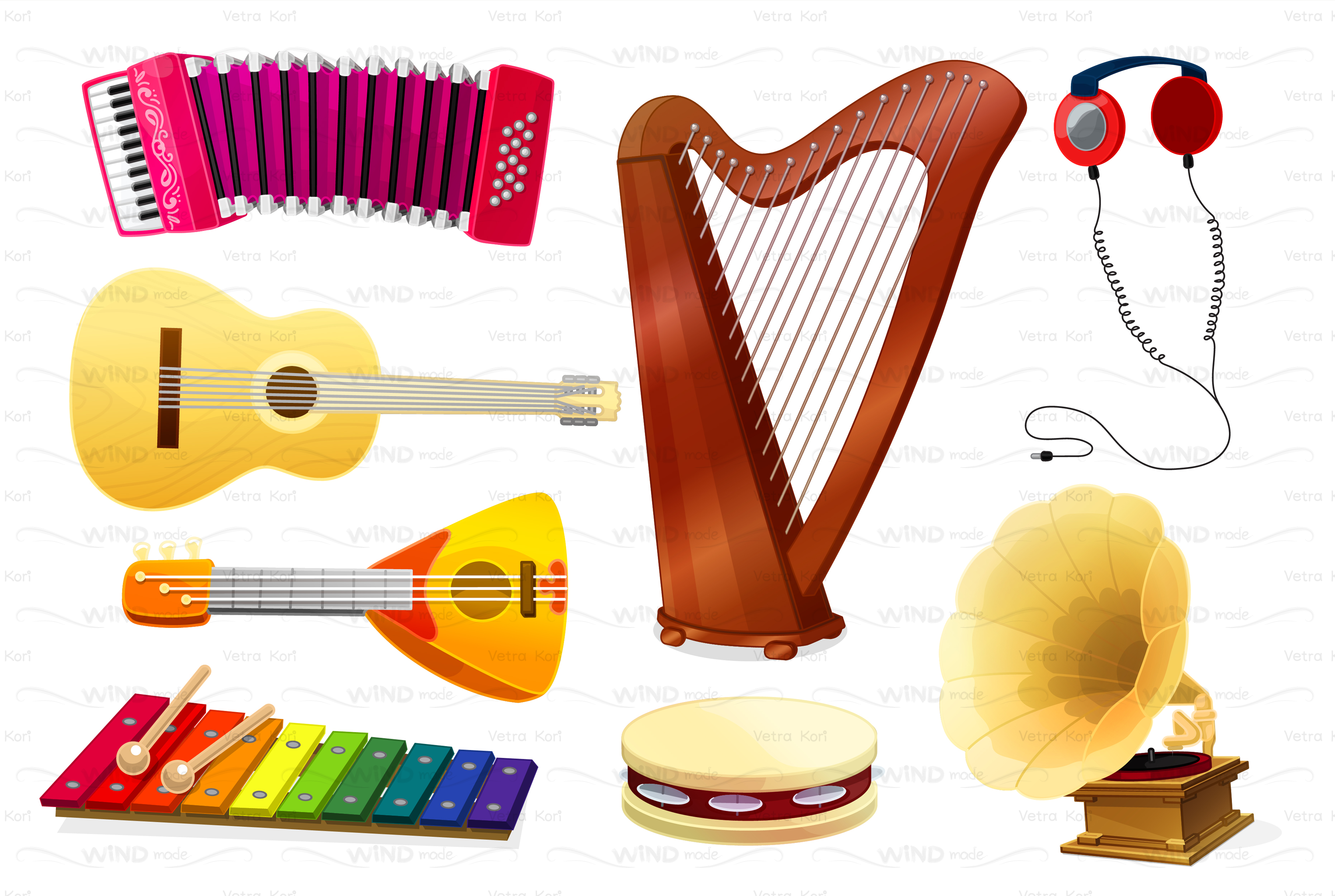 Download Vector Musical Instruments Pre Designed Illustrator Graphics Creative Market PSD Mockup Templates