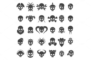 Skull and crossbones icons | Pre-Designed Illustrator Graphics