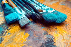 Paint brushes stock photo. Image of artist, decor, creative - 219394804