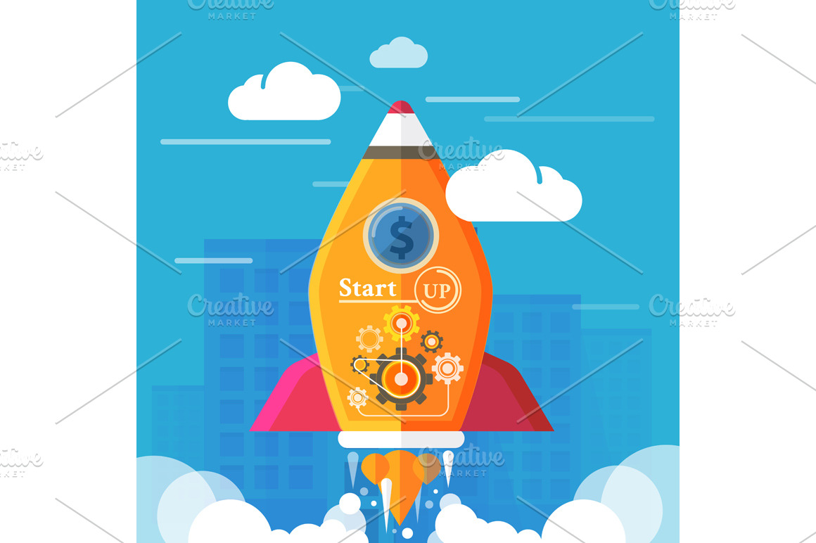 Start up rocket | Illustrator Graphics ~ Creative Market