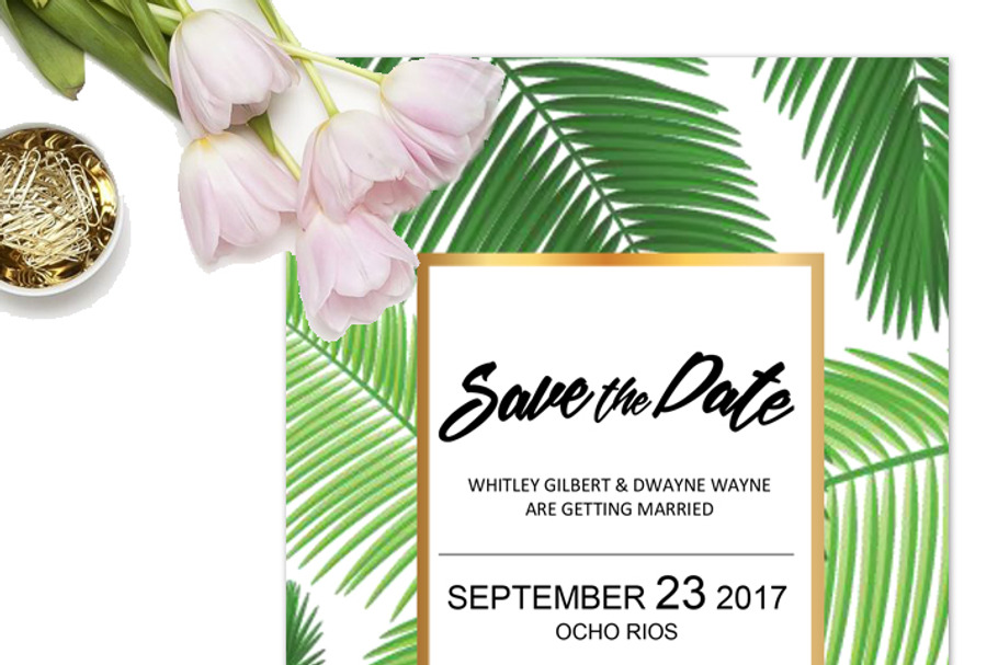 Tropical Save The Date Template Creative Wedding Templates Creative Market