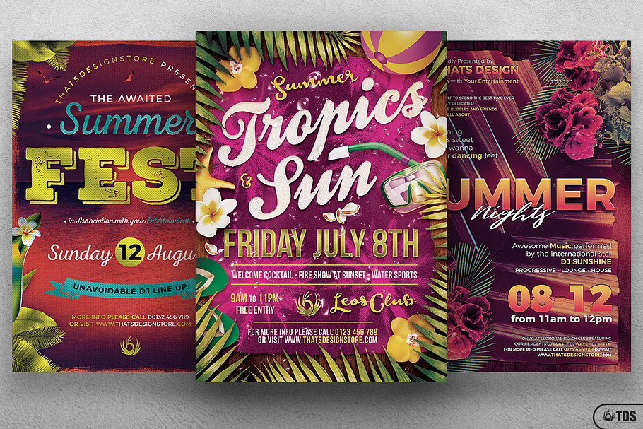 Summer Nights Flyer Template Creative Photoshop Templates ~ Creative Market 