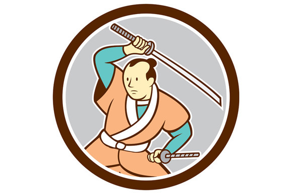 Samurai Warrior Katana Sword Circle | Illustrations ~ Creative Market