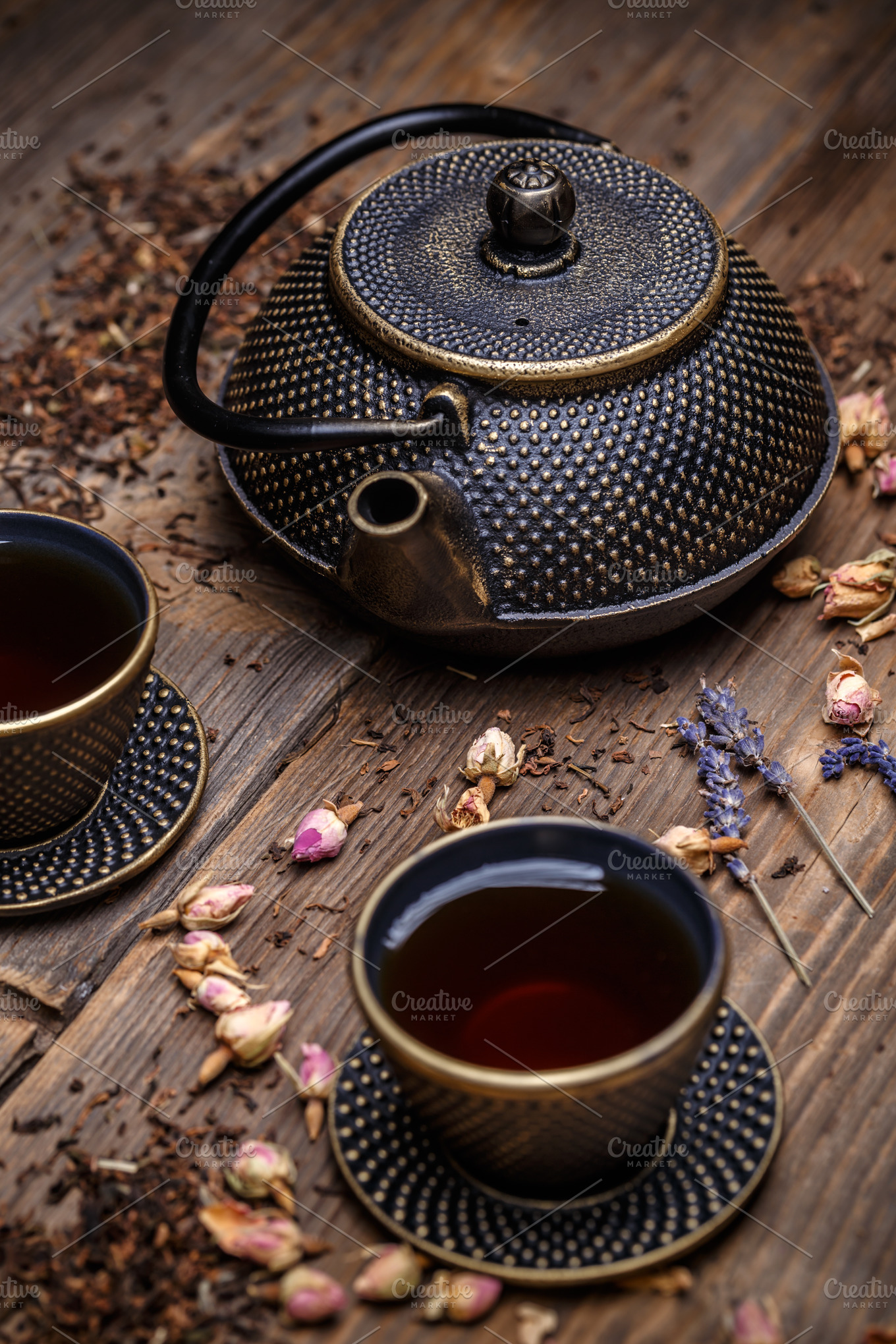 Download Cast iron teapot featuring tea, pot, and cup | High-Quality Food Images ~ Creative Market