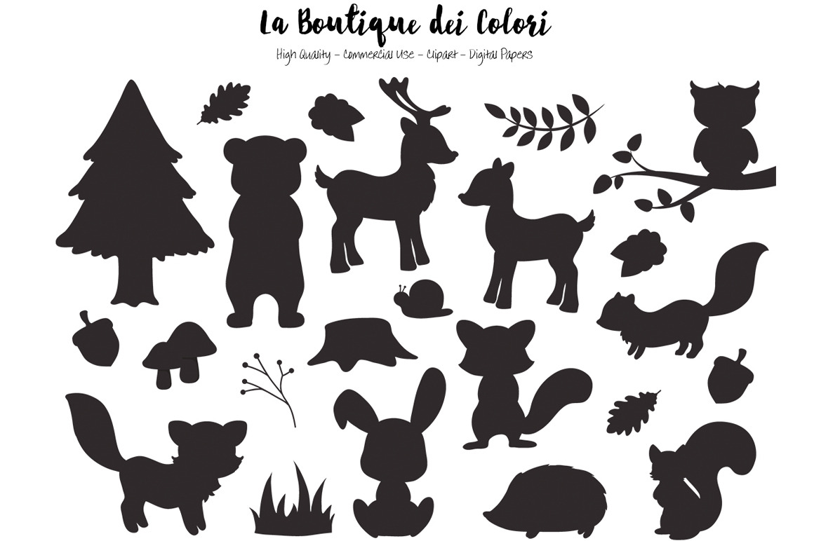 Download Silhouette Woodland Animal Clipart Pre Designed Illustrator Graphics Creative Market