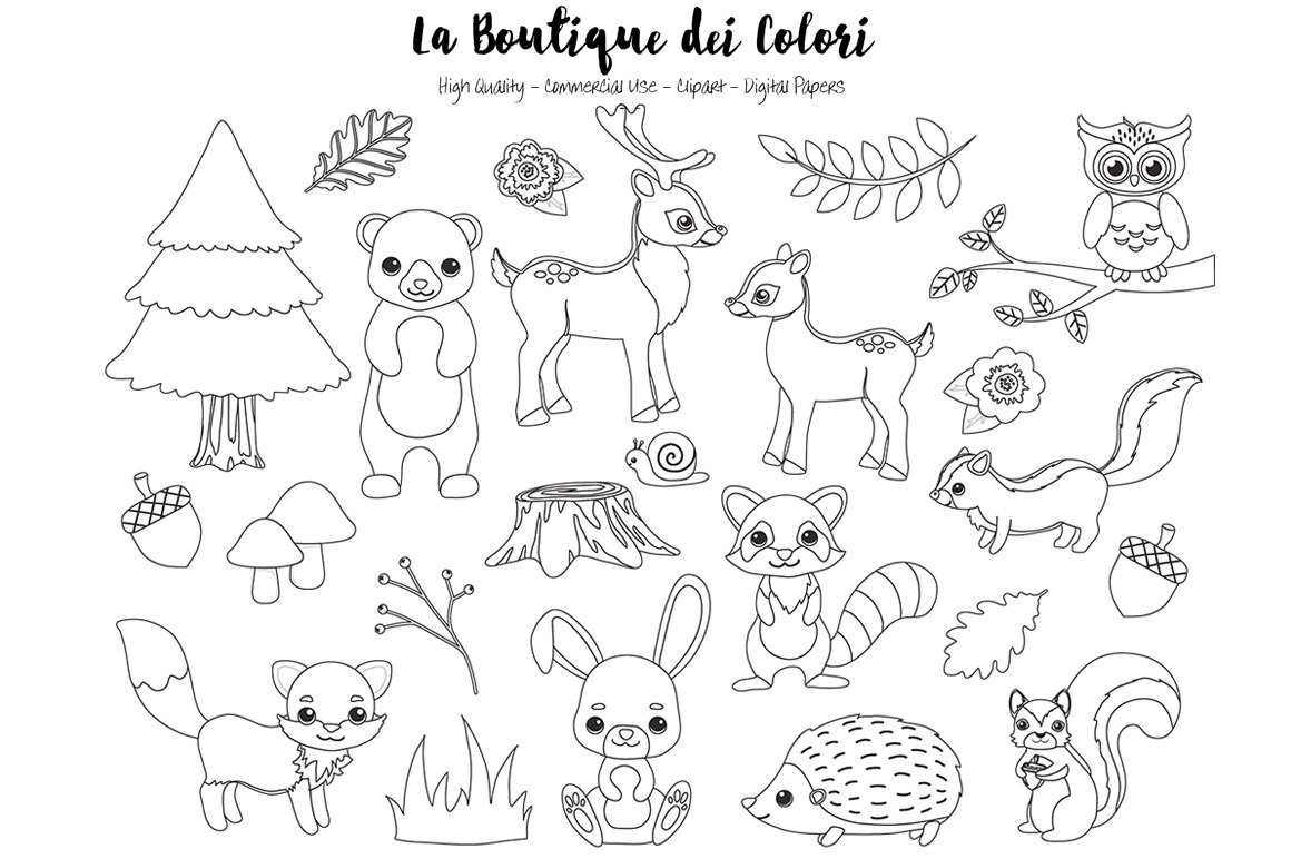 Woodland Animal Stamp Clipart | Animal Illustrations ~ Creative Market