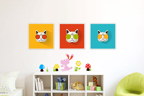 Download 3 Size Posters Mock Up Kids Room Creative Photoshop Templates Creative Market