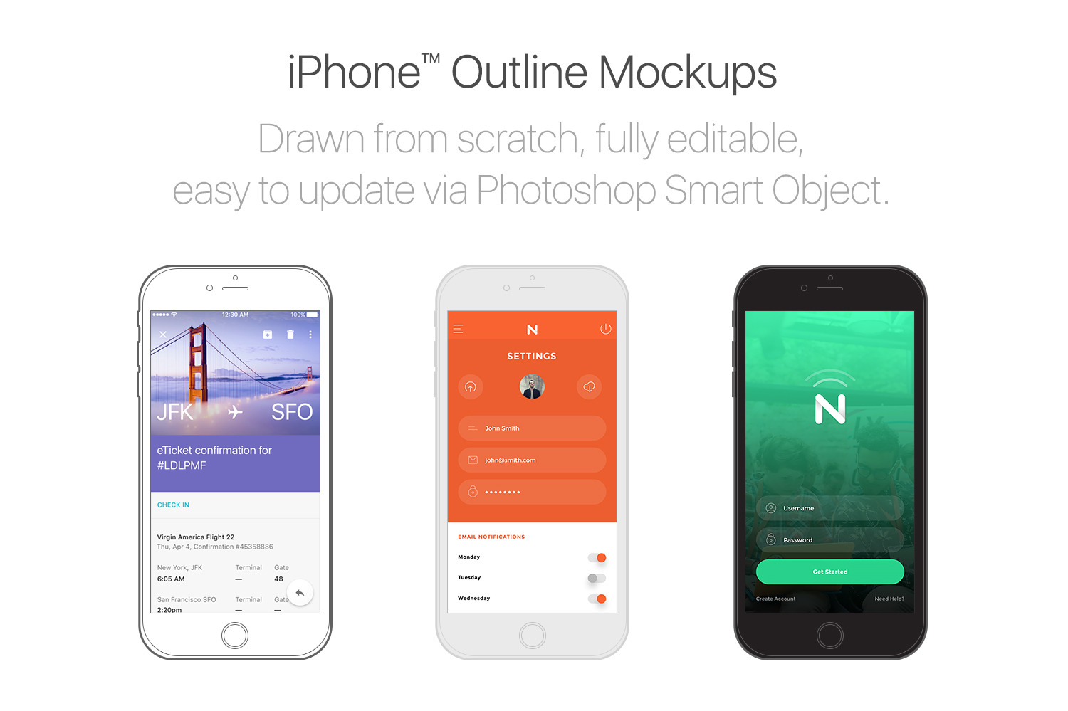 Download iPhone™ Outline Mockups | Creative Photoshop Templates ...