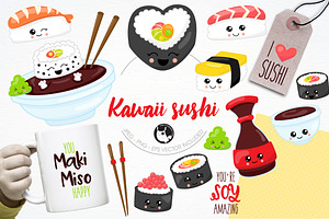 Kawaii Sushi Set Pre Designed Illustrator Graphics Creative Market