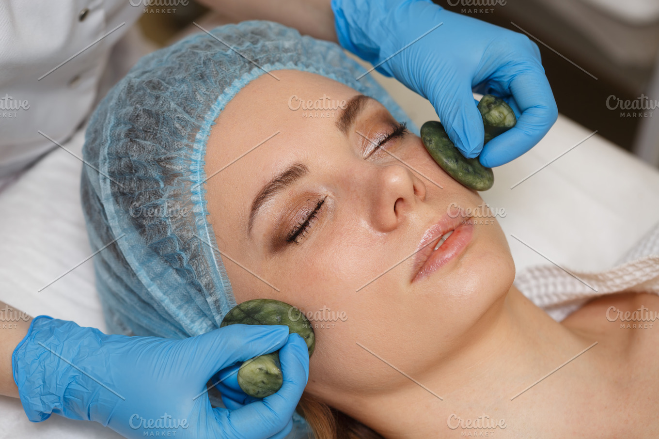 Massage With Jade Stones Gua Sha Containing Anti Aging Facial Massage And Health And Medical