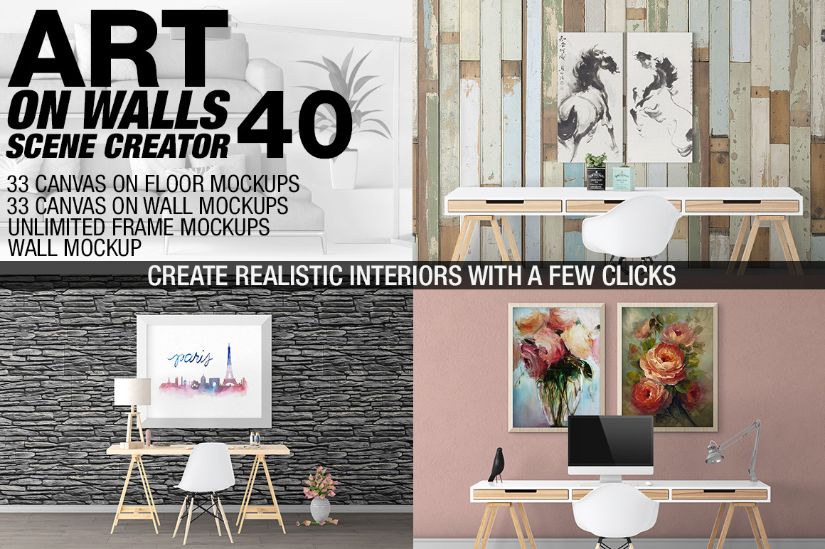 Canvas Mockups - Frames Mockups v 40 | Print Templates ~ Creative Market