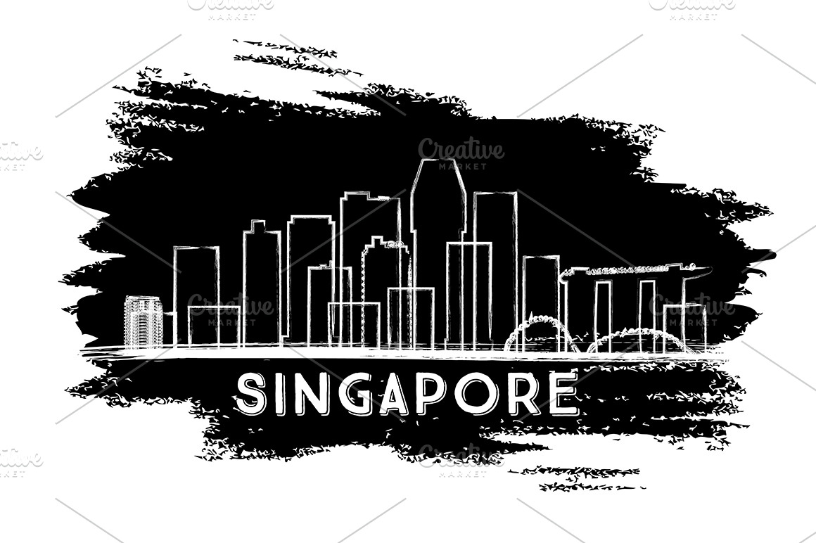 Singapore Skyline Silhouette Pre Designed Illustrator Graphics Creative Market