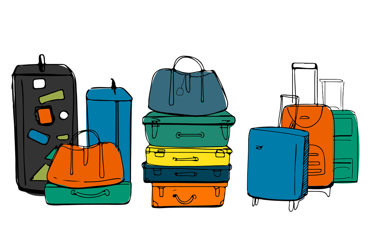 Suitcases and travel bags | Pre-Designed Illustrator Graphics ...